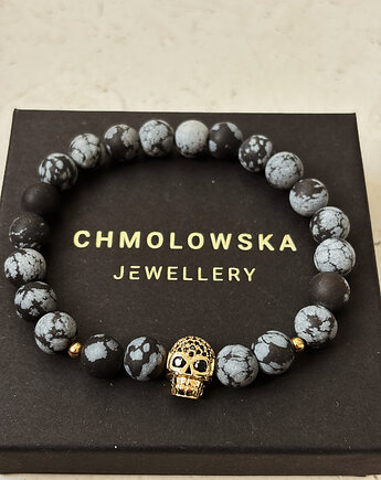 Bransoletka męska Obsydian Czaszka, Chmolowska Jewellery