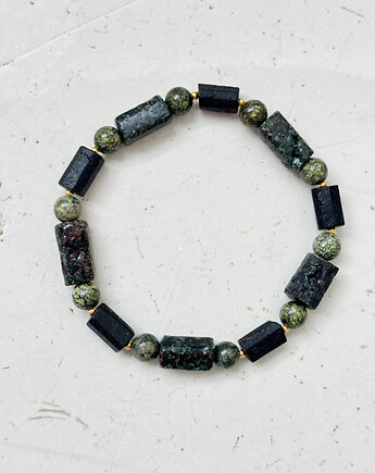 Bransoletka Męska Unikatowa Serafnit i Turmalin, Chmolowska Jewellery