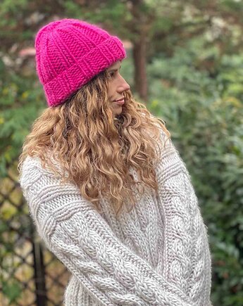 100% MERINO CZAPKA bordowa, PANAPUFA