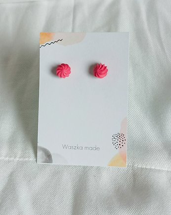 Kolczyki różowe bezy beziki, Waszkamade