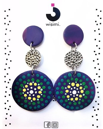Oryginalne kontrastowe kolczyki mandala dots, Wisi Mi