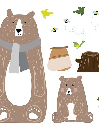 Zestaw naklejek Bears brown 100x130cm, Yellow Tipi