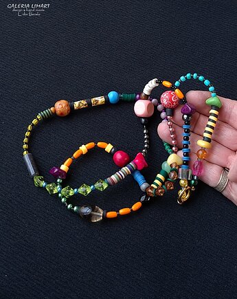 Długi bajecznie kolorowy naszyjnik Boho z drobnych koralików super prezent, Galeria Limart