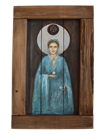 Luna, obraz na starych deskach kobieta postać, Galeriai