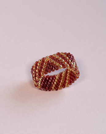 Pierścionek ze szklanych koralików, Flow handmade