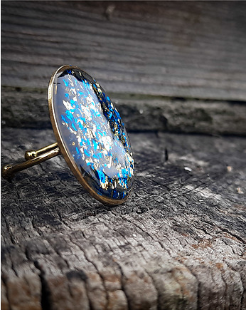 Pierścionek glam z drobinkami, Figa handmade accessories
