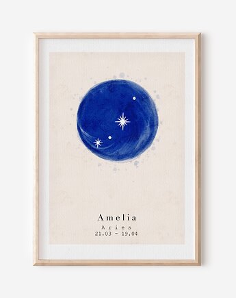 Plakat - Znak zodiaku  Baran/ Aries- Plakat personalizowany, Mint In Paper