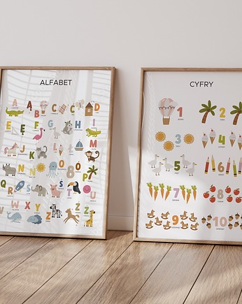 Dwa Plakaty Edukacyjne Alfabet i Liczby P528, TamTamTu