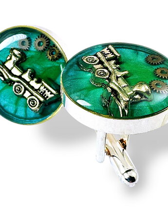 Spinki do mankietów - CHOO-CHOO II - pociąg, kolej, DROBINY CZASU