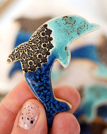 Ceramiczny delfin -  magnes na lodówkę, 10FingersArt