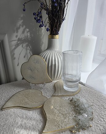 Zestaw podkładek serduszka, White Resin Design