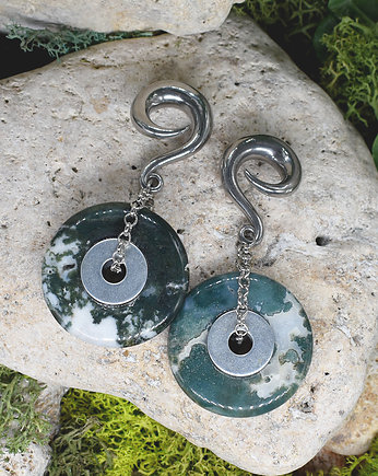 Ciężarki do uszu / agat indyjski donut / taper, Metal Earth Jewelry