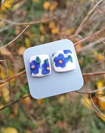 Kolczyki ceramiczne Bolesławiec, biżuteria z talerzy