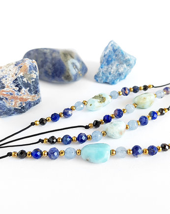 Larimar, jadeit, sodalit, lapis lazuli bransoletka, Magneska