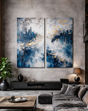 Dyptyk abstrakcja, obraz na antresolę DUŻY XXL obraz do salonu 140 x 160 cm, Diana Abstract Art