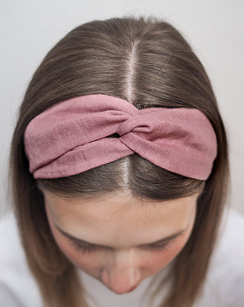 Lniana opaska supeł do włosów Dusty Pink, so linen!