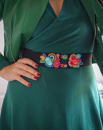 Na zamówienie- elastyczny pasek z klamrą sutasz, Mró Soutache