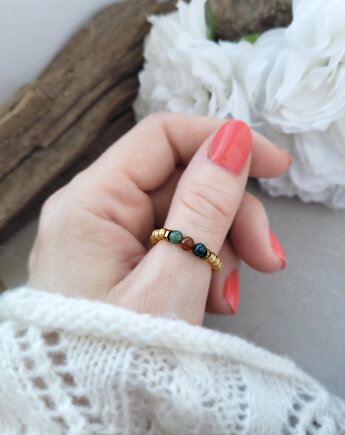 Pierścionek z Agatem w kolorach ziemi, Seylla pracownia