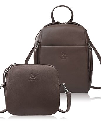 Plecak damski skórzany AY-26 i mała torebka na ramię AY-24 zestaw upominkowy , Paolo Peruzzi