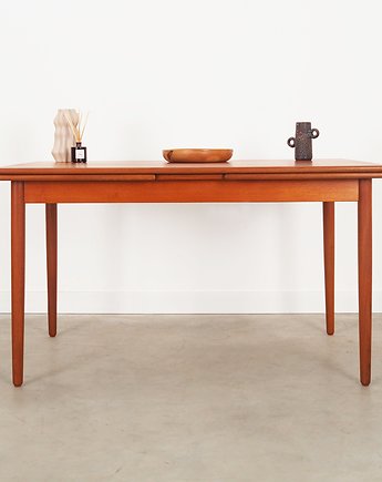 Stół tekowy, duński design, lata 70, produkcja: Dania, Przetwory design