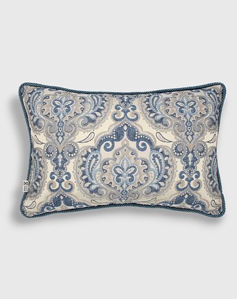 Kremowa - niebieska poduszka dekoracyjna w ornamenty 60x40 Rani, Mental Ether