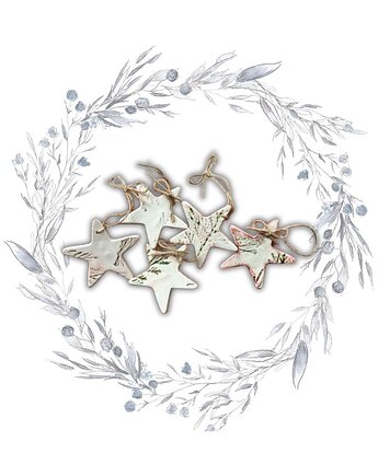 Zestaw Cicha Konstelacja - 5 zawieszek ceramicznych na choinkę, annaflora