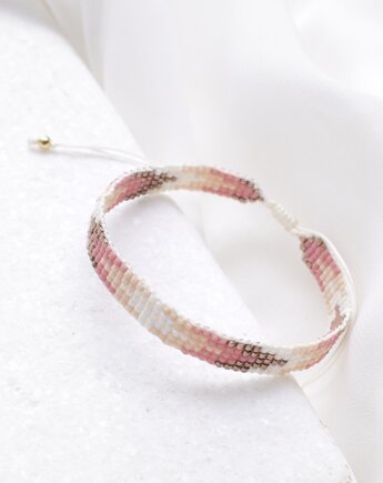 Pudrowy Horyzont - ręcznie szyta bransoletka., LaMia Jewellery