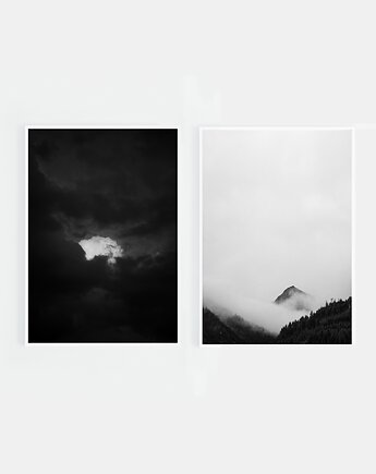 Zestaw fotografii czarno białe góry chmury, Katarzyna Kątna