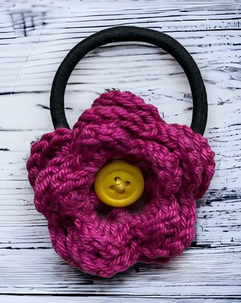 Gumka do włosów z szydełkowym kwiatkiem, aab creative