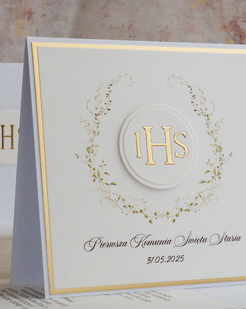 Kartka na komunię z ozdobną kopertą, 96b, Anna Art and Crafts