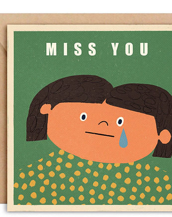 Kartka Miss you+ koperta, MUKI design