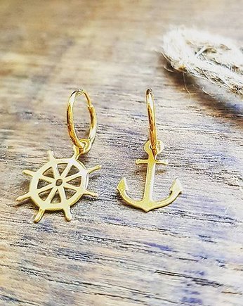 Kolczyki pozłacane Kotwica i ster, Czaki Bransoletki