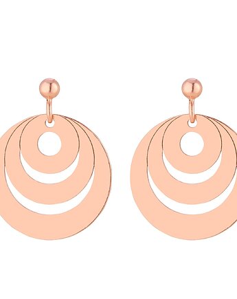 Kolczyki potrójne koła w różowym złocie, SOTHO