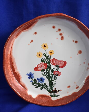 Patera ceramiczna polne kawiaty, Kobaltowa Sroka