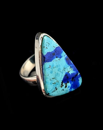 Pierścionek geometric- chryzokola i azuryt, Pracownia Neores