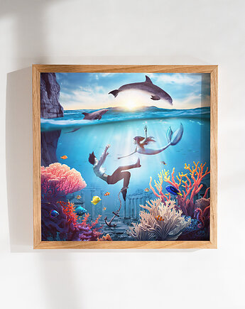 Surrealistyczny Plakat "Save Me" Kolaż 30x30cm, Olśnienia