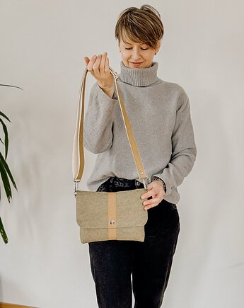 Marmollada - filcowa listonoszka MIĘTOWA + brąz, marmollada