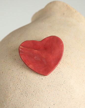Różowe serce, ceramiczna  broszka, U.to ceramika