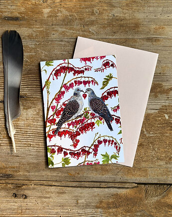 Turkawki- Kartka- Grafika- Ilustracja- Ptaki, BOSKE