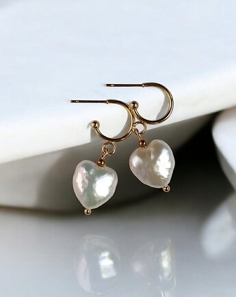 Serce - perła : kolczyki pozłacane : wyjątkowy prezent PREMIUM, kaktusia