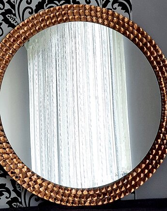 Lustro okrągłe miedziana rama 90cm szklana, Lustro z pasją