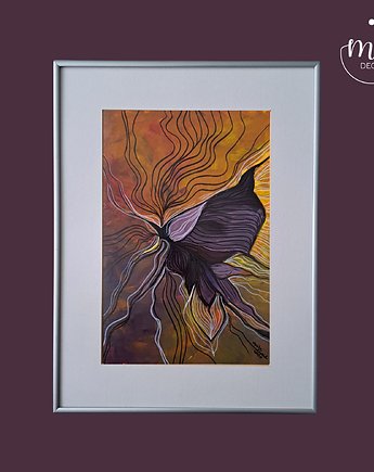 Autumn Papilio akryl na papierze, praca oprawiona, MOCO DECO Studio