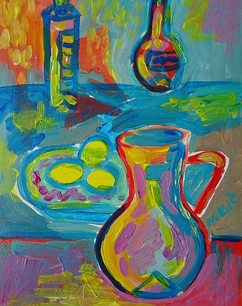 Kolorowy obraz  olejny do salonu martwa natura, alice oil on canvas