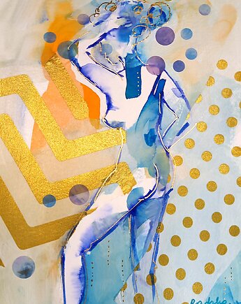 Kumoszka 36 - akwarela 16x24 cm unikat, Katarzyna Radzka