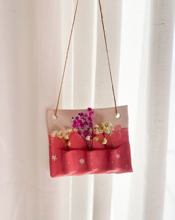 Dekoracja ścienna wazon z gliny suszone kwiaty, Suszony & Co.