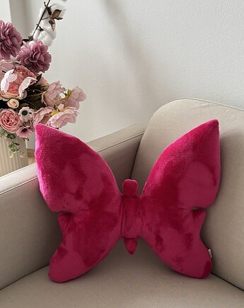 Poduszka Dekoracyjna Motyl Minky Plusz Fuksja, poduszkownia