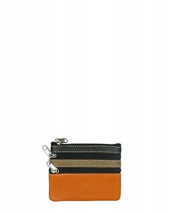 Saszetka skórzana na klucze z kółkiem monety bilonówka skórzana OLIVKA, Olivka Warsaw