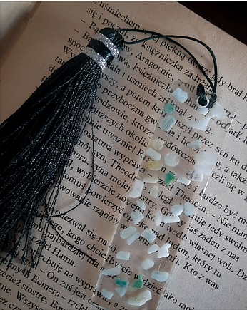 Zakładka z żywicy z amazonitem, Figa handmade accessories