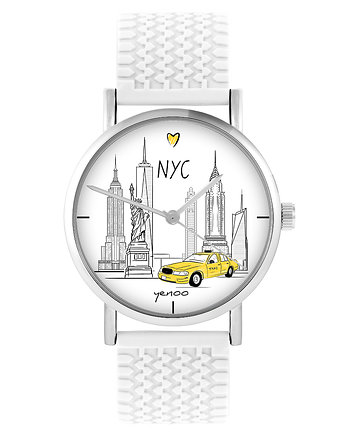 Zegarek - New York - silikonowy, biały, yenoo