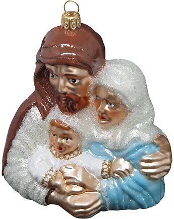 Ręcznie malowana bombka szklana Święta Rodzina w klasycznych barwach, STARGLASS